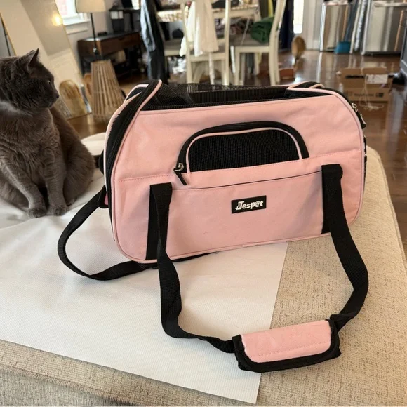 Pink Collapsible Pet Carrier 4 Cats w pockets and mesh vents removable cushion - Picture 2 of 13